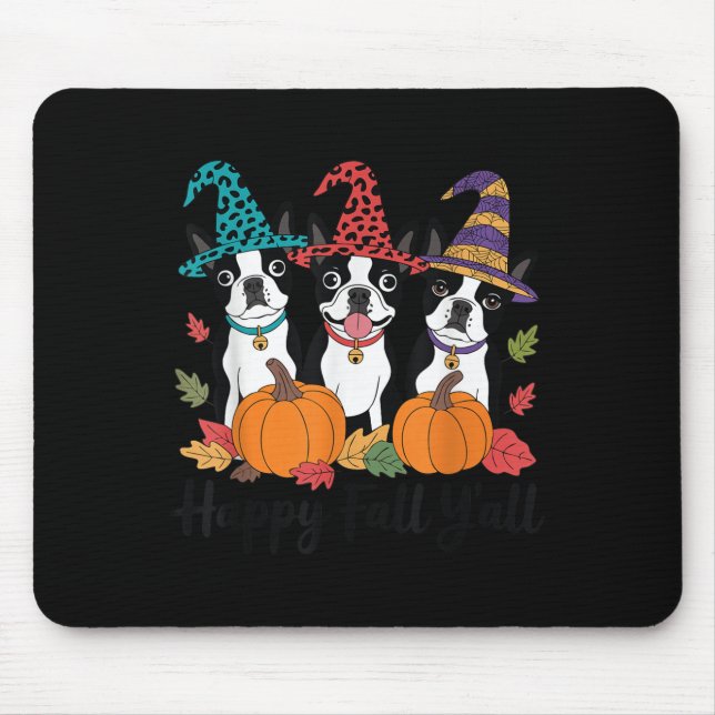 Alfombrilla De Ratón Boston Terrier Dog Lover Fall Te costará Halloween (Frente)