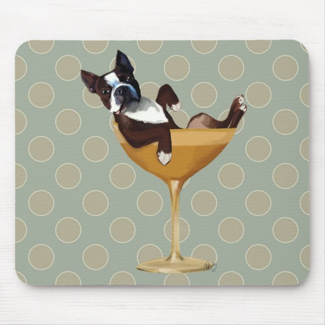 Alfombrilla De Ratón Boston Terrier en cóctel (Frente)
