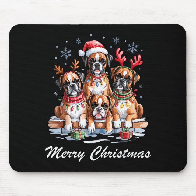 Alfombrilla De Ratón Boston Terrier Merry Christmas Funny Dog Lovers Ho (Frente)