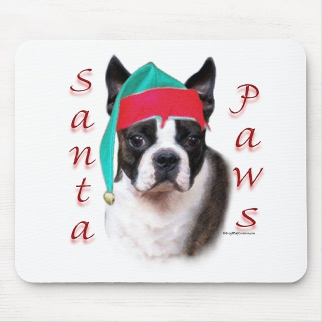 Alfombrilla De Ratón Boston Terrier Santa Paws (Frente)