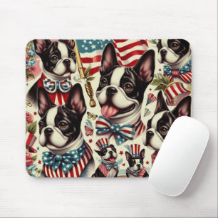 Alfombrilla De Ratón Boston Terrier Vintage Seamless Ilustracion