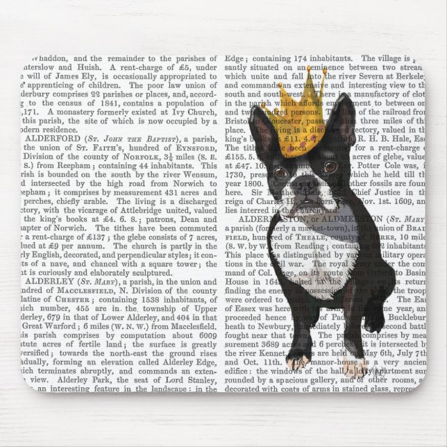Alfombrilla De Ratón Boston Terrier Y Crown (Frente)