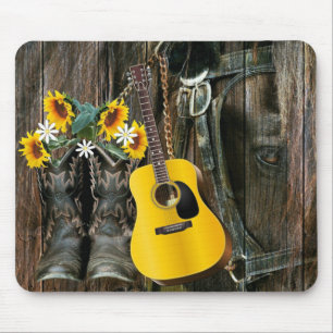 Alfombrilla De Ratón Botas de vaquero de caballo occidental Guitarras G