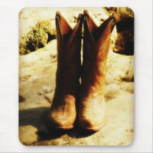 Alfombrilla De Ratón Botas de vaquero occidentales del país rústico en