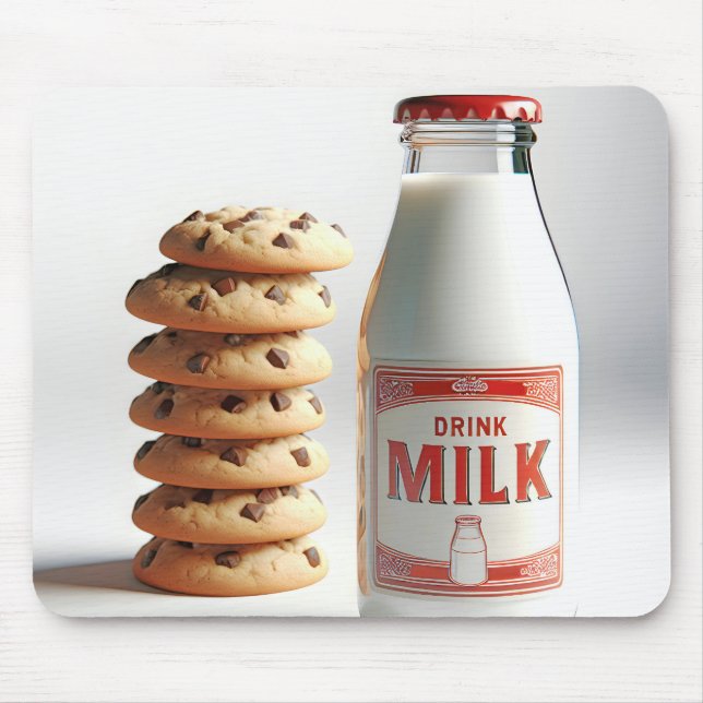 Alfombrilla De Ratón Botella de leche y galletas de chocolate (Frente)