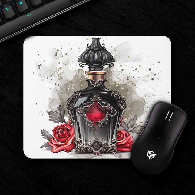 Alfombrilla De Ratón Botella gótica perfume victoriana de moda con Rosa (Subido por el creador)