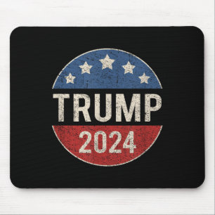Alfombrilla De Ratón botón de campaña retro de Trump 2024 sobre preside