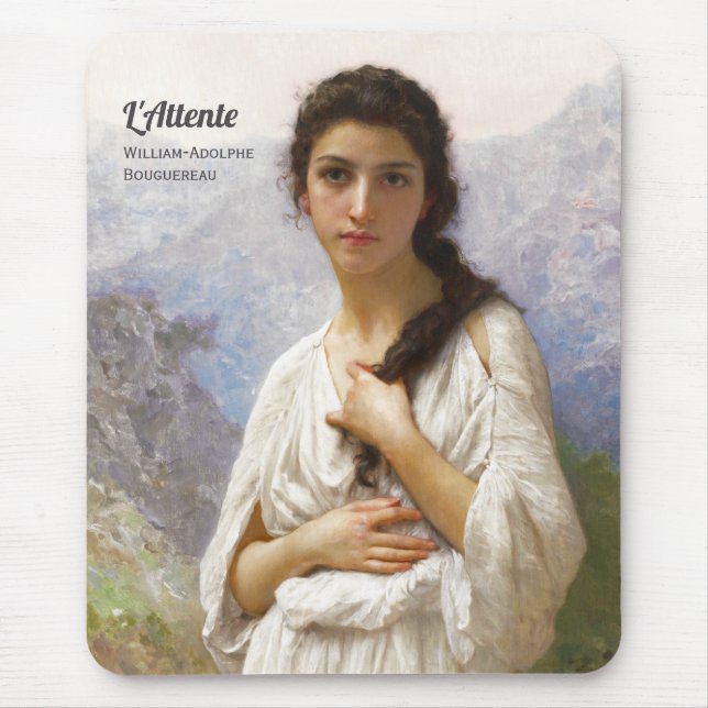 Alfombrilla De Ratón Bouguereau L'Attente 1901 Encantadora joven (Frente)