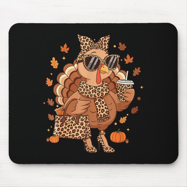 Alfombrilla De Ratón Boujee Turkey Leopard Preppy Fall Thanksgiving Pum (Frente)