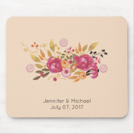 Alfombrilla De Ratón Bouquet de flores rosadas y Naranjas sobre fondo d
