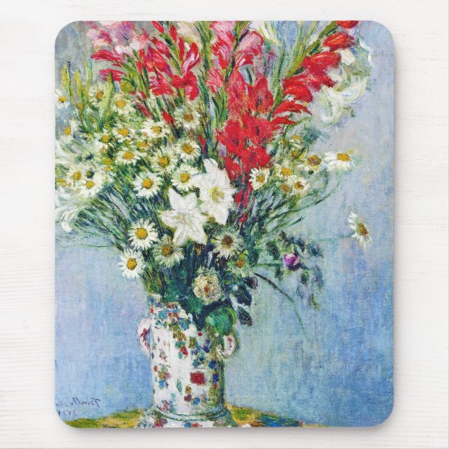 Alfombrilla De Ratón Bouquet de Gadiolas Lilies y Dasies Claude Monet (Frente)