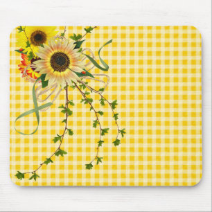 Alfombrilla De Ratón Bouquet girasol en Gingham