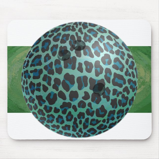 Alfombrilla De Ratón Bowling Ball Leopard Verde azulado (Frente)