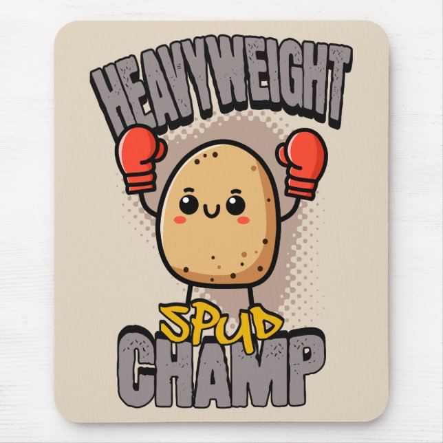 Alfombrilla De Ratón Boxeo de Patata Campeón Peso Pesado Spud (Frente)