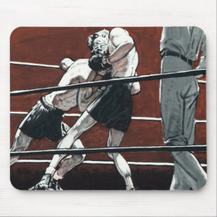 Alfombrilla De Ratón Boxeo deportivo vintage, boxeadores luchan en el r