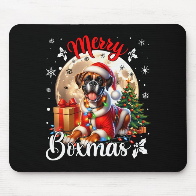 Alfombrilla De Ratón Boxer Christmas Boxer Dog Costume Boxer Xmas Merry (Frente)