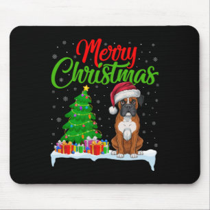 Alfombrilla De Ratón Boxer Dog Christmas Tree ilumina divertidas navida