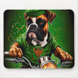 Alfombrilla De Ratón Boxer Dog Driving Bike St.