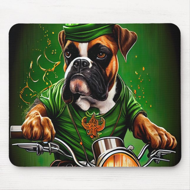 Alfombrilla De Ratón Boxer Dog Driving Bike St. (Frente)