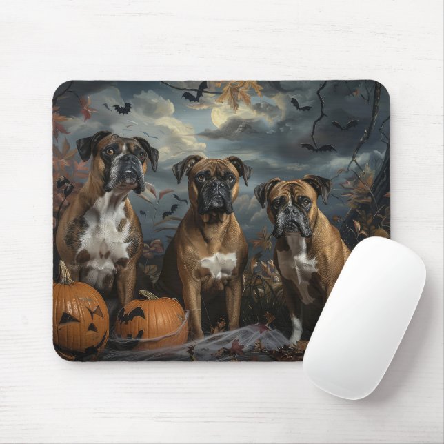 Alfombrilla De Ratón Boxer Halloween Noche Doggy Delight (Con ratón)