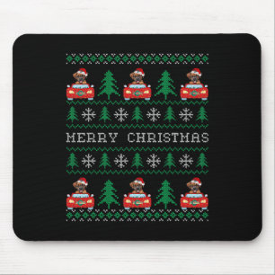 Alfombrilla De Ratón Boxer montando auto rojo Navidades feos suéter per