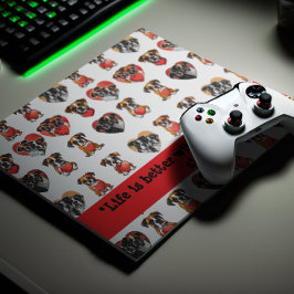 Alfombrilla De Ratón Boxer romántico perro y acuarela cardíaca