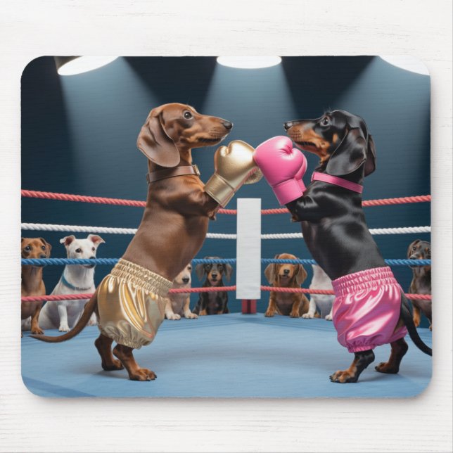 Alfombrilla De Ratón Boxing Dachshunds Mousepad (Frente)