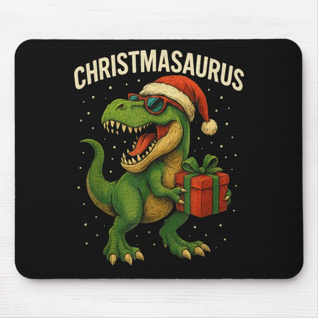Alfombrilla De Ratón Boys Christmasaurus Christmas Dinosaur Dino Family (Frente)