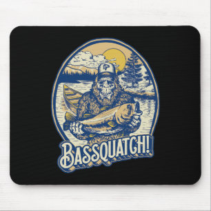 Alfombrilla De Ratón ¡Bquatch! B Fisherman Sasquatch Funny Bigfoot Fish
