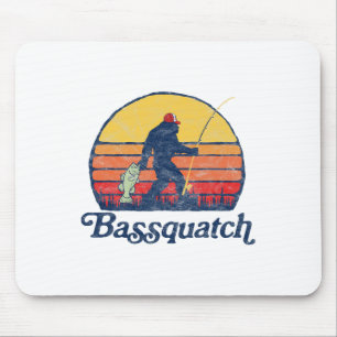 Alfombrilla De Ratón Bquatch! Divertido Bigfoot Pesca Exterior Retro 1