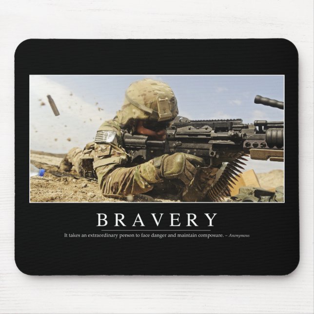 Alfombrilla De Ratón Bravery: Inspiradora cita (Frente)