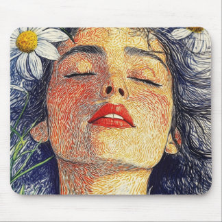 Alfombrilla De Ratón Breathe With Daisies Gráfica Nature Retrato Mujer