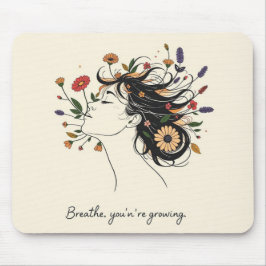 Alfombrilla De Ratón “Breathe, You’re Growing” Floral Mindfulness pad