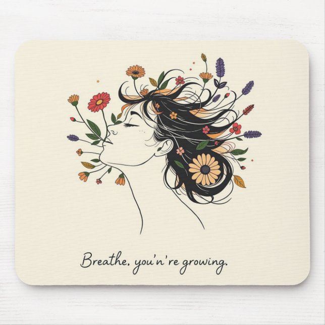 Alfombrilla De Ratón “Breathe, You’re Growing” Floral Mindfulness pad (Frente)