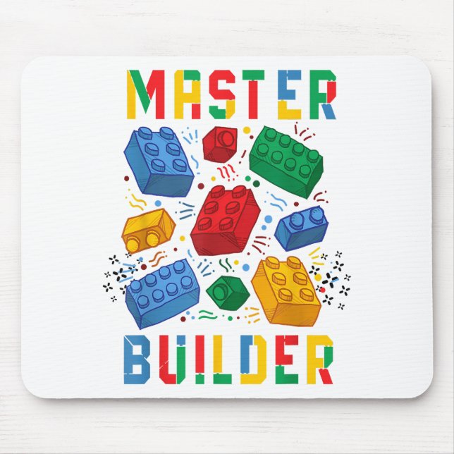 Alfombrilla De Ratón Brick Builder Funny Blocks Building Master Builder (Frente)