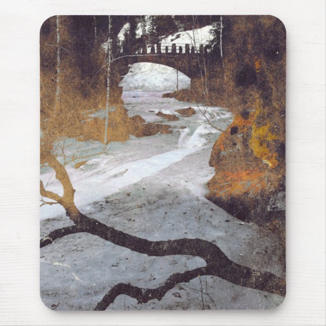 Alfombrilla De Ratón Bridge Over a Frozen Stream by Alexandra Cook (Frente)