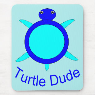 Alfombrilla De Ratón Bright Blue Turtle Dude Mousepad