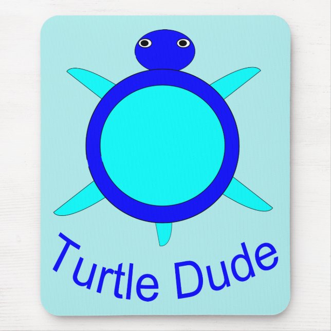 Alfombrilla De Ratón Bright Blue Turtle Dude Mousepad (Frente)