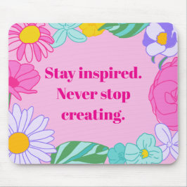 Alfombrilla De Ratón Bright Pink Yellow Floral Motivational Quote Mouse