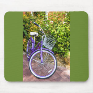Alfombrilla De Ratón Brillante bicicleta morada lista para viajar