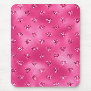 Alfombrilla De Ratón Brillante Rosa Glam Diamantes Brillantes