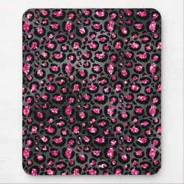 Alfombrilla De Ratón Brillante Rosa y Negro Glam Impresión Animal