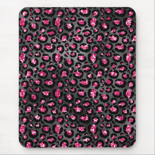 Alfombrilla De Ratón Brillante Rosa y Negro Glam Impresión Animal
