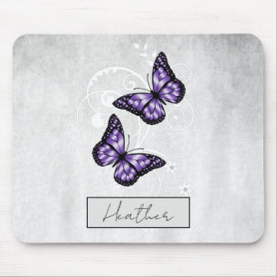Alfombrilla De Ratón Brillantes mariposas púrpuras