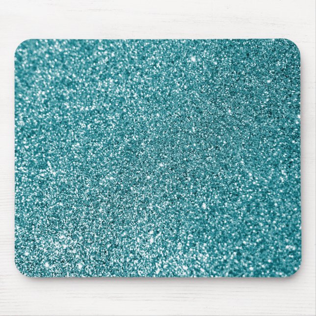 Alfombrilla De Ratón Brillo Bokeh Falso Glitter Verde Teal (Frente)