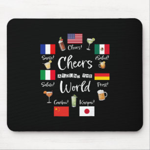 Alfombrilla De Ratón Brindis alrededor del mundo vacaciones bebiendo di