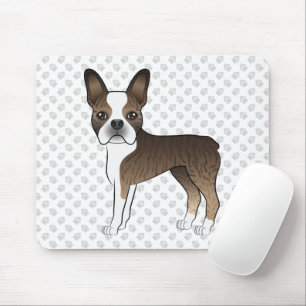 Alfombrilla De Ratón Brindle Boston Terrier Cute Cartog Perro & Paws
