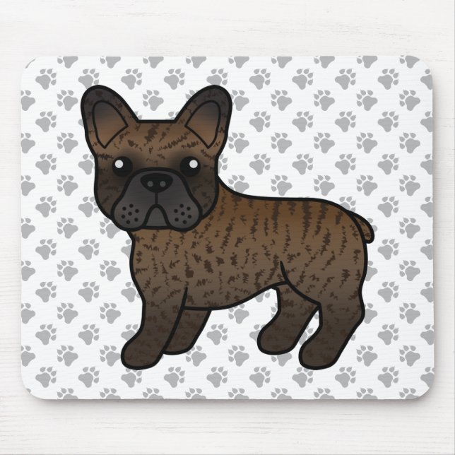 Alfombrilla De Ratón Brindle Bulldog francés lindo perro caricaturista (Frente)