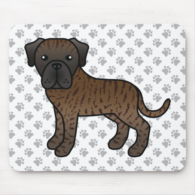 Alfombrilla De Ratón Brindle English Mastiff Cute Cartog Dog (Frente)