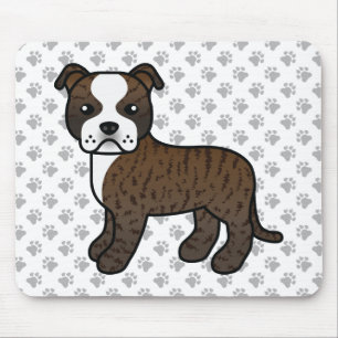 Alfombrilla De Ratón Brindle y Staffie Blanco Perro de Dibujos Animados